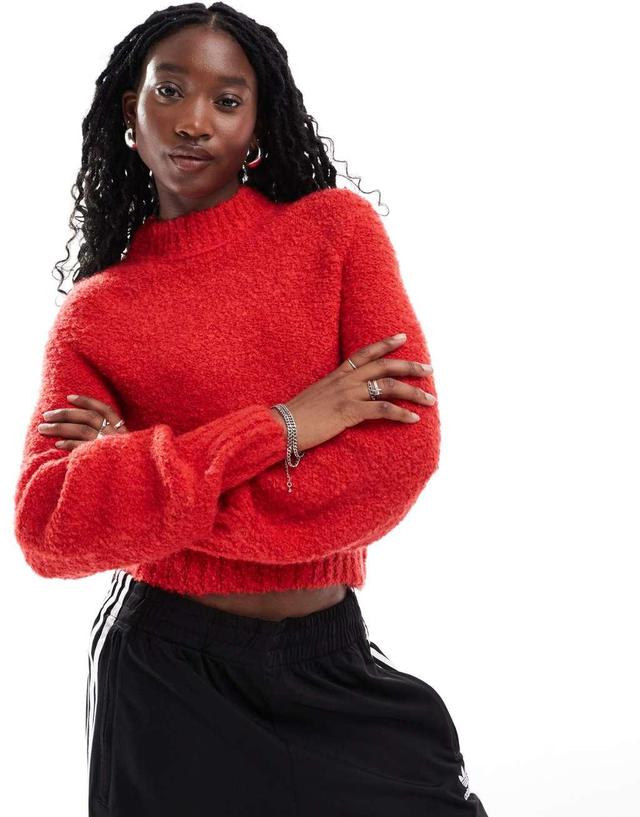 Glamorous chunky knit boxy crop sweater in red Product Image