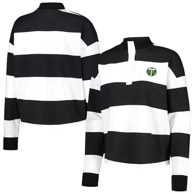 Womens Antigua  White Portland Timbers Radical Rugby Stripe Long Sleeve T-Shirt Product Image