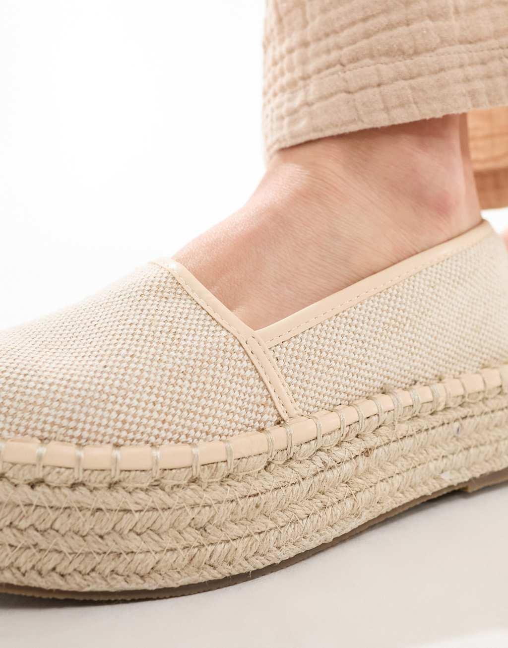 ASOS DESIGN Journal flatform espadrilles in black Product Image