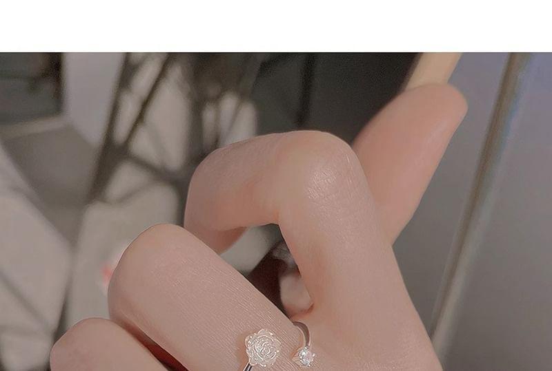 Rose Rhinestone Alloy Open Ring Product Image