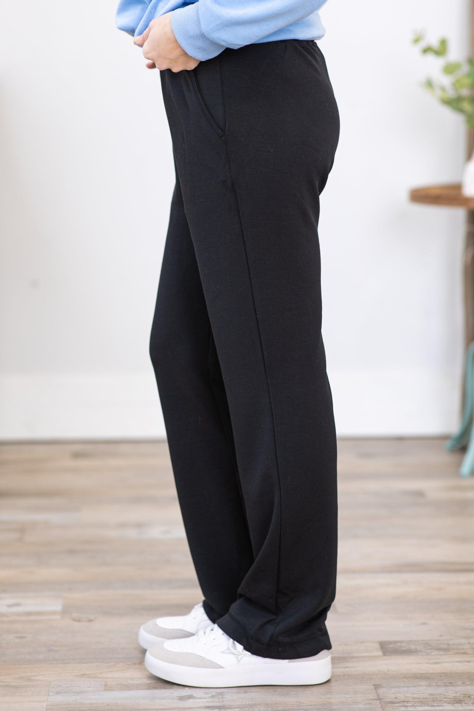 Black Modal Blend High Waist Pants Product Image