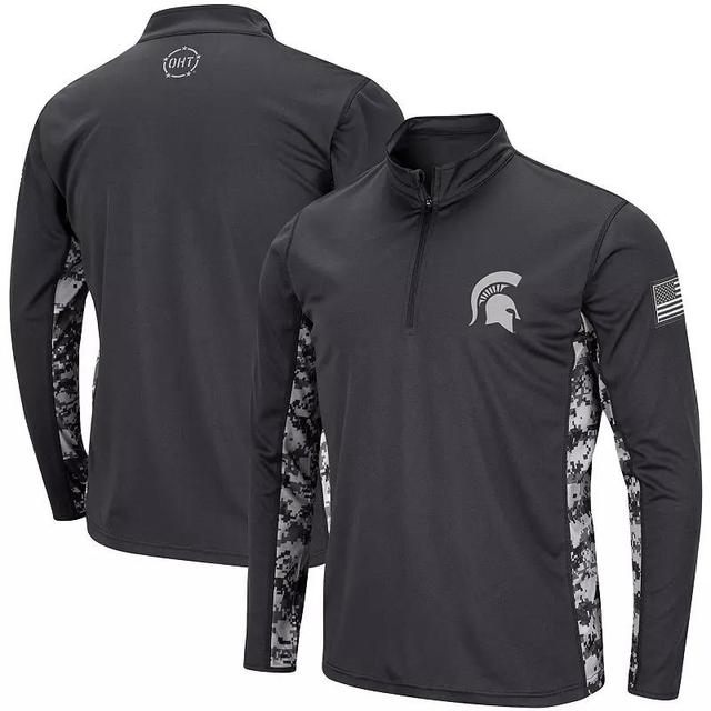 Mens Colosseum Charcoal Kansas Jayhawks OHT Military Appreciation Digital Camo Lightweight Quarter-Zip Pullover Product Image