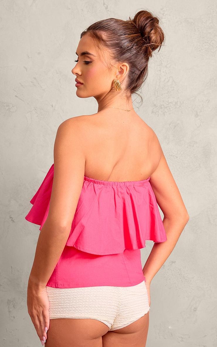 Hot Pink Cotton Poplin Boned Fold Over Top Product Image