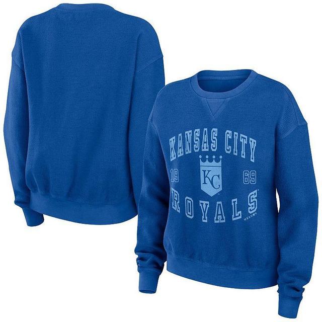 Womens WEAR by Erin Andrews Royal Kansas City Royals Vintage Cord Pullover Sweatshirt Product Image