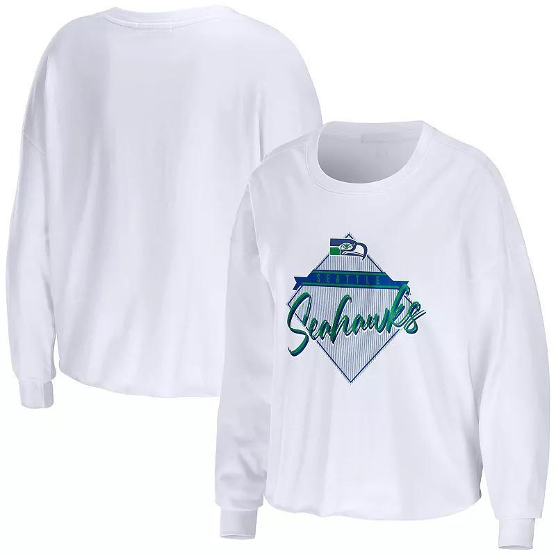 Womens WEAR by Erin Andrews Seattle Seahawks Domestic Cropped Long Sleeve T-Shirt Product Image