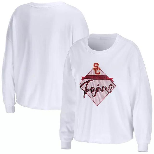 Womens WEAR by Erin Andrews USC Trojans Diamond Long Sleeve Cropped T-Shirt Product Image