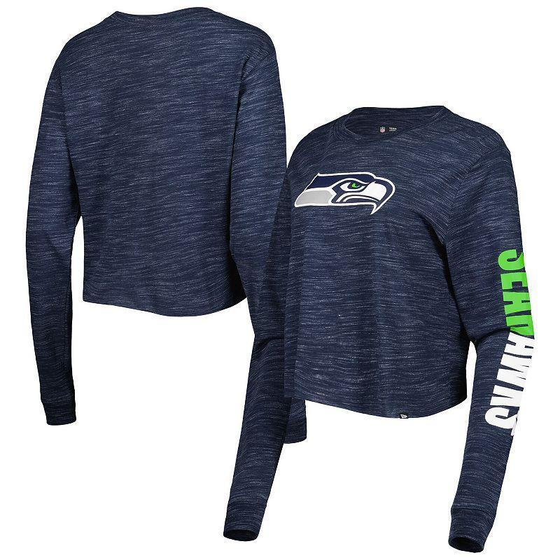 Womens New Era College Seattle Seahawks Crop Long Sleeve T-Shirt Blue product image