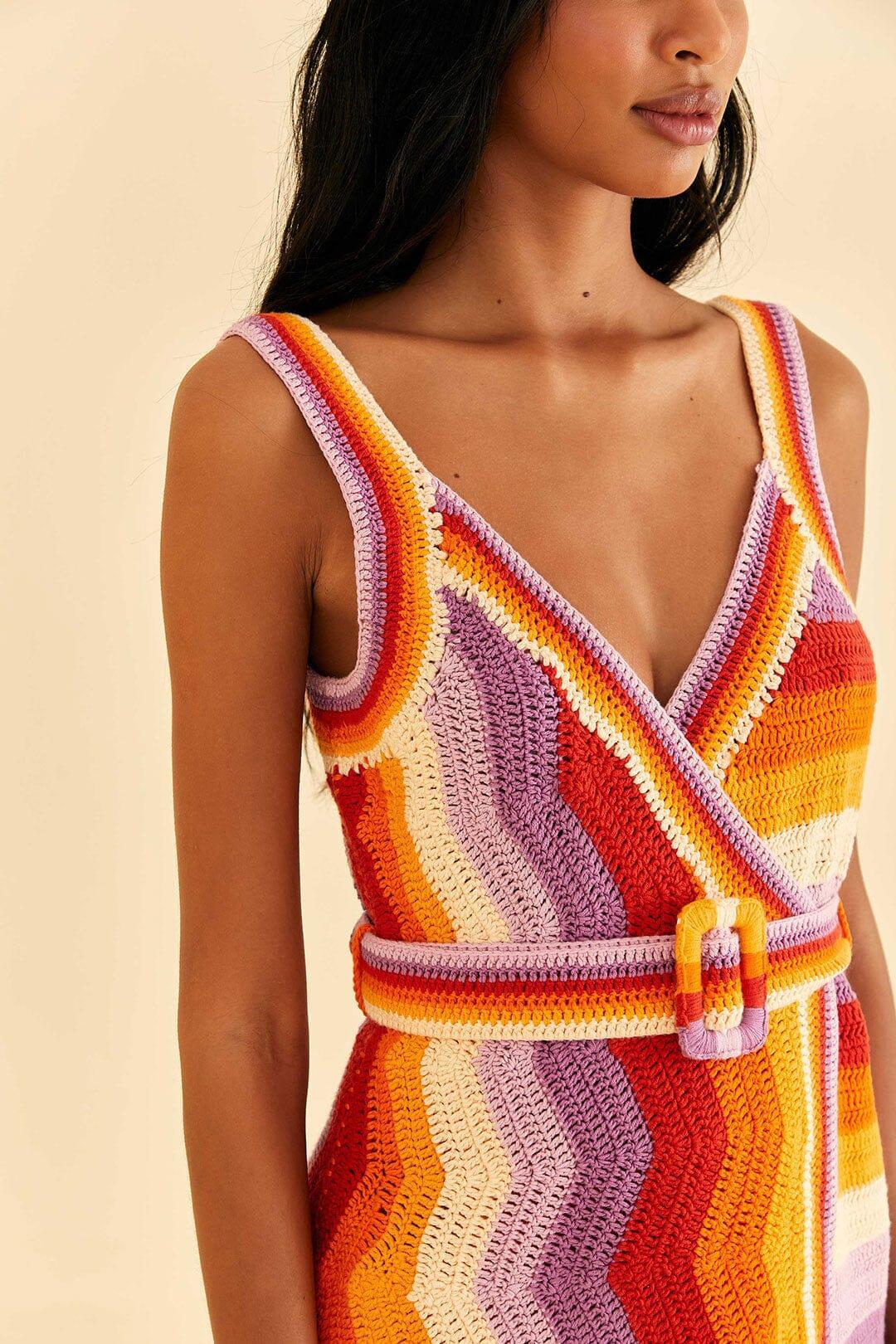 Multi Stripes Crochet Dress Product Image