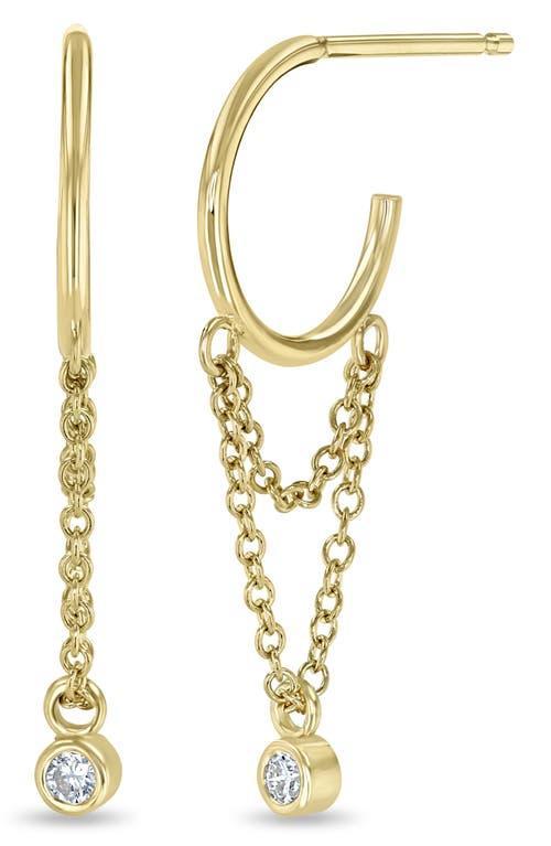 Zo Chicco Double Chain Drop Huggie Hoop Earrings Product Image