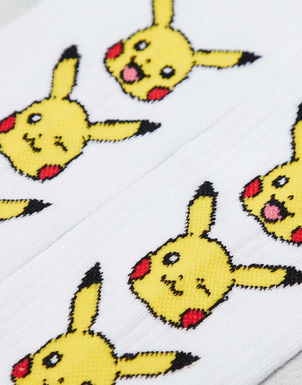 ASOS DESIGN 2 pack socks with Pikachu design in white Product Image