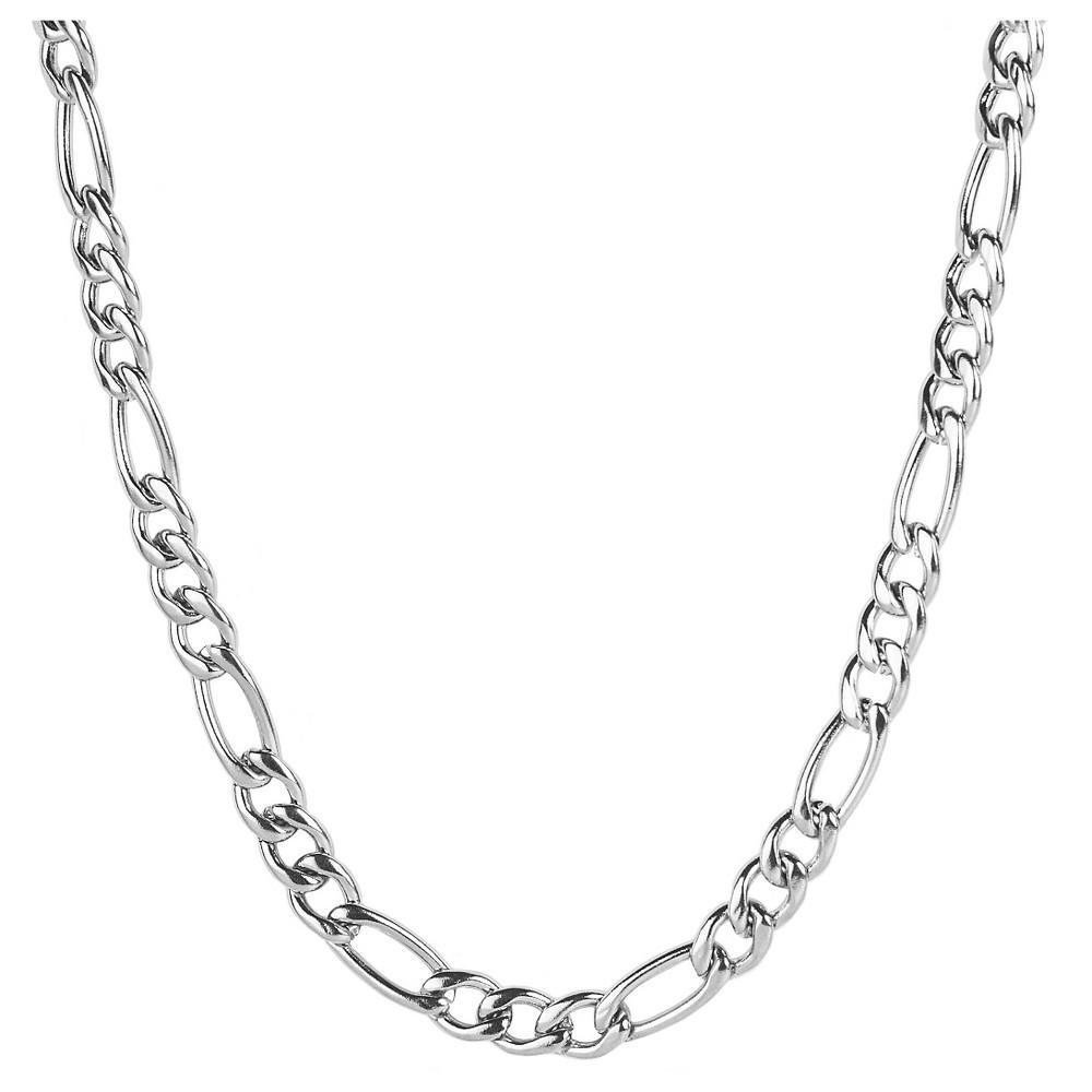 Mens Crucible Stainless Steel Polished Figaro Chain Necklace (6.9mm) Product Image