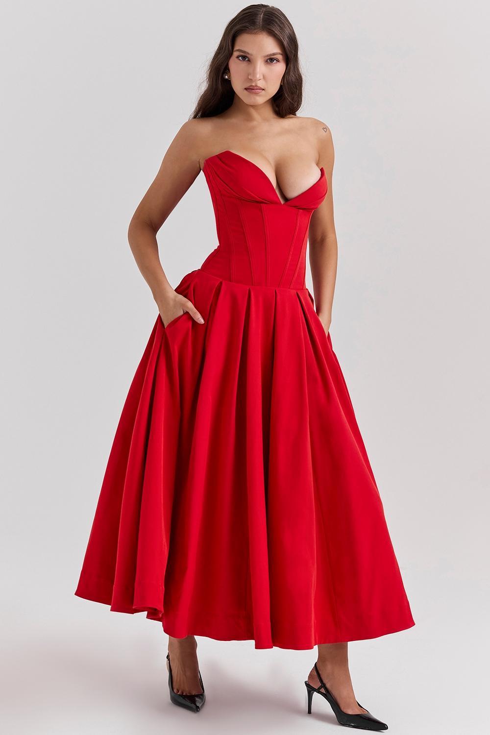 Lady Scarlet Strapless Midi Dress Product Image