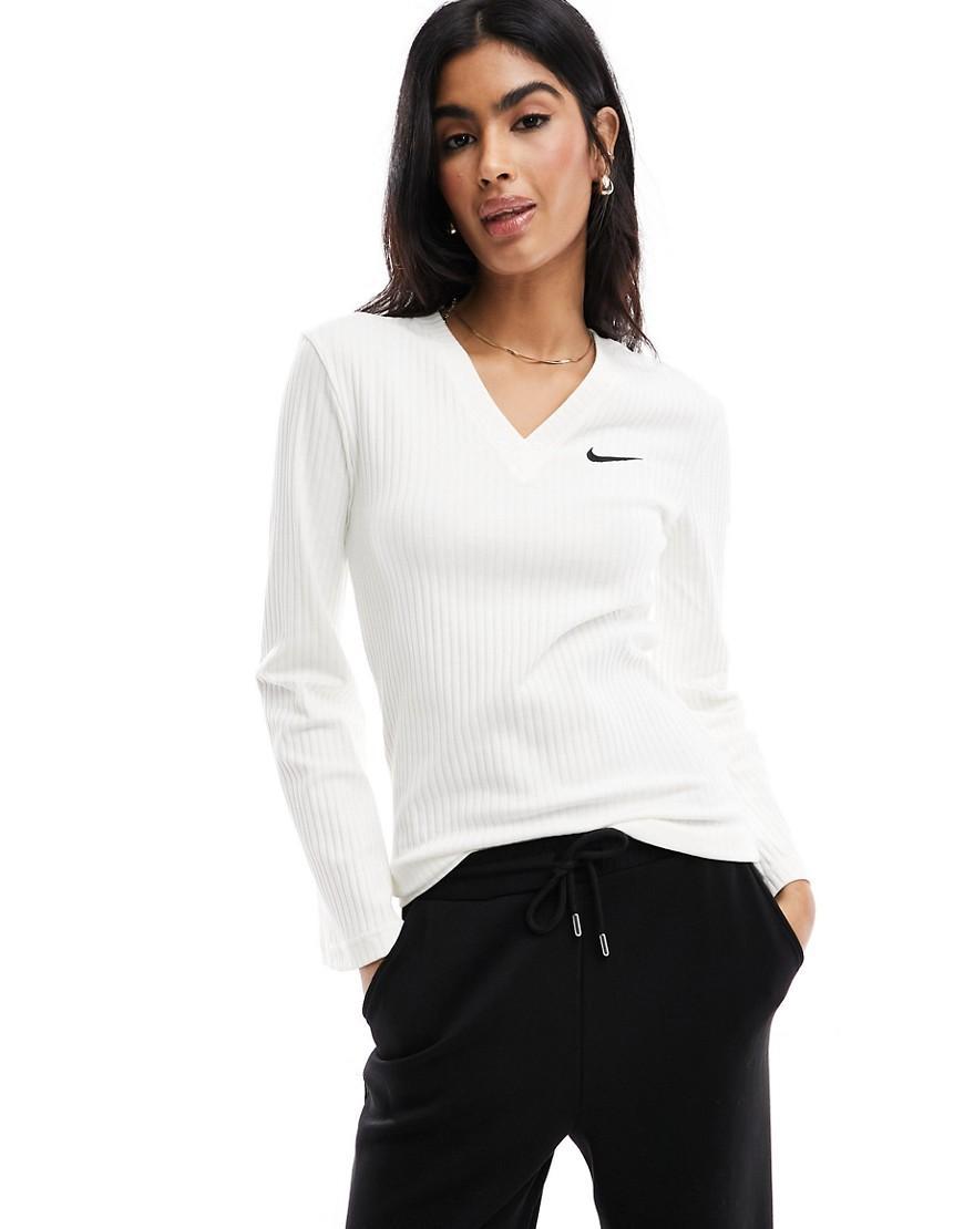 Nike Sportswear Rib Jersey Long Sleeve V-Neck Top Product Image