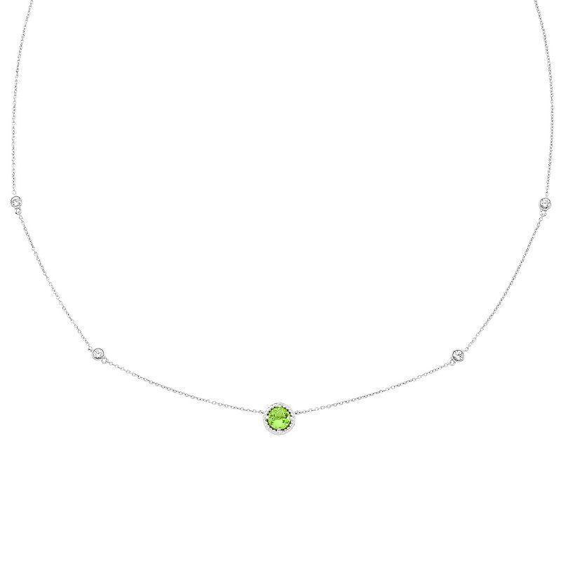 Boston Bay Diamonds Sterling Silver Genuine Peridot & Lab-Grown White Sapphire Necklace, Womens Green Product Image