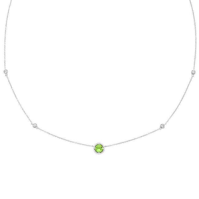 Boston Bay Diamonds Sterling Silver Genuine Peridot & Lab-Grown White Sapphire Necklace, Womens Green Product Image