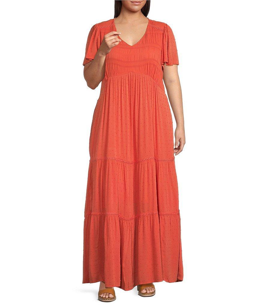 Nurture By Westbound Plus Size V-Neck Tiered Maxi Dress Product Image