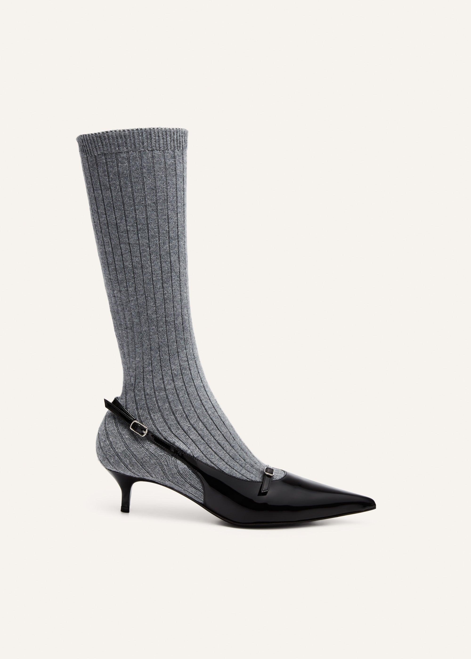 Ribbed sock kitten heels in grey Product Image