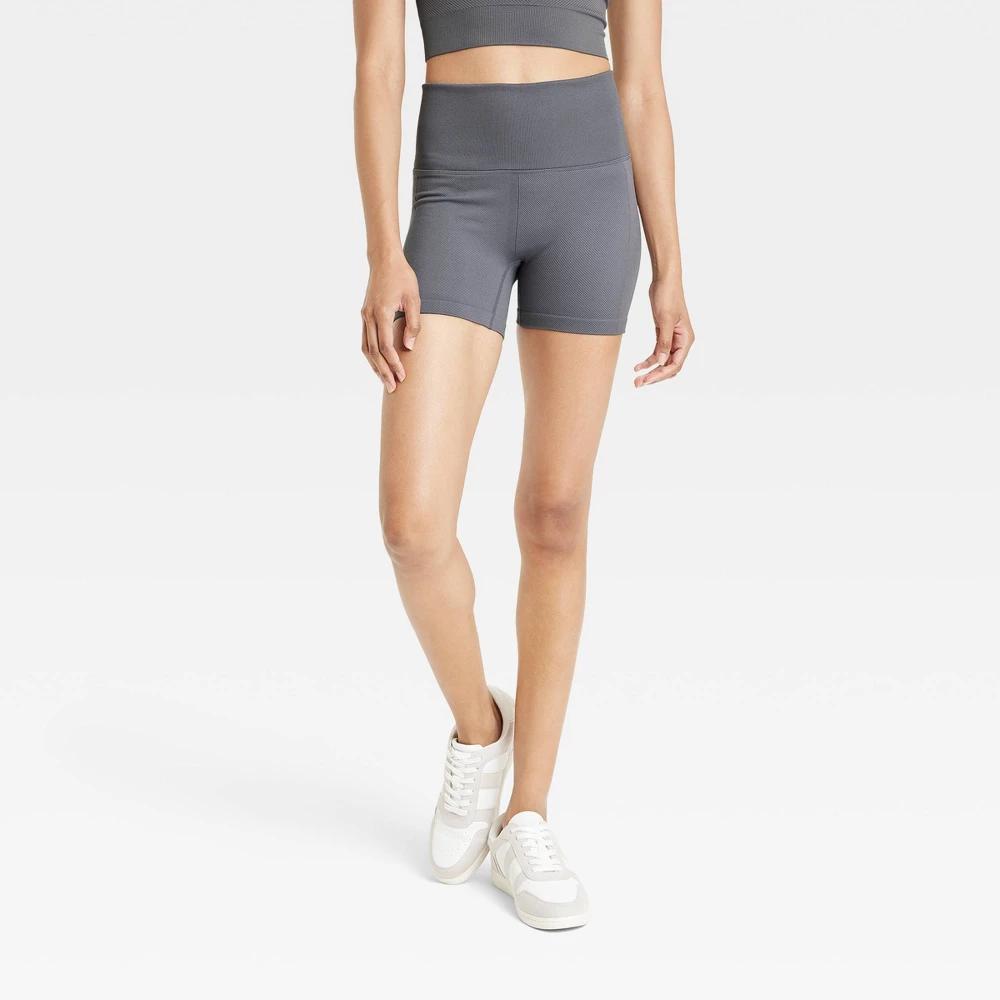 Womens Seamless High-Rise Ribbed Bike Shorts 4 - All In Motion XS Product Image