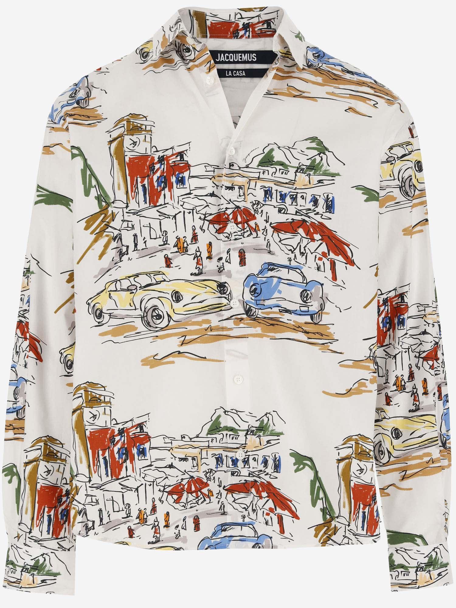 JACQUEMUS La Chemise Simon Printed Cotton Shirt In Multi Product Image