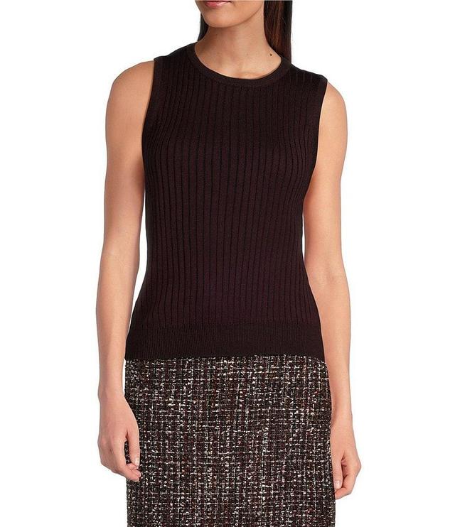 Calvin Klein Sleeveless Ribbed Sweater Knit Top Product Image