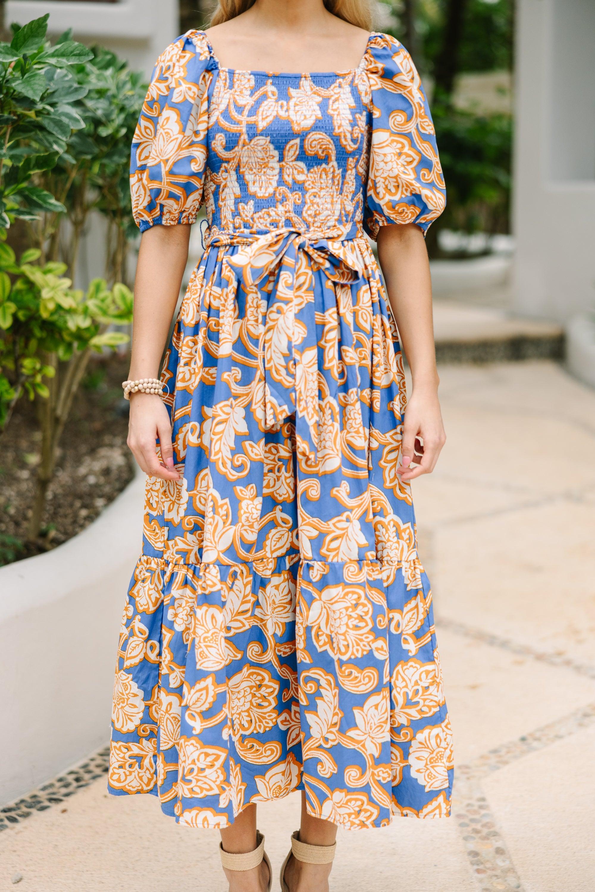 Feeling Bold Blue Floral Maxi Dress Female Product Image