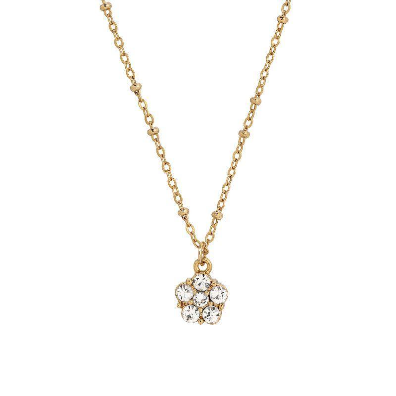 1928 Gold Tone Crystal Flower Pendant Necklace, Womens, White Product Image