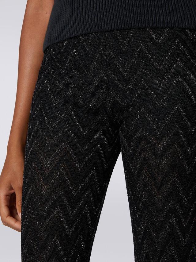 Trousers in zigzag viscose knit with lurex Black | Missoni Product Image