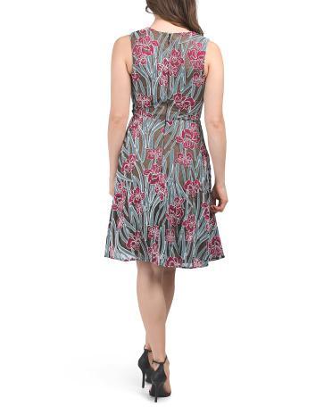 Macie Sleeveless Floral Embroidered Midi Dress for Women | Polyester/Nylon Product Image