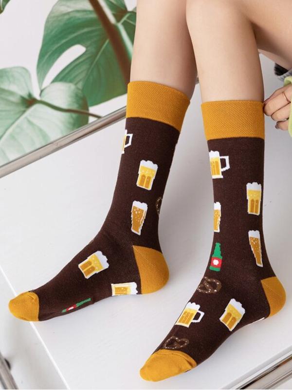 Contrast Color Split-Joint Sweat-Absorbing Socks Accessories Product Image