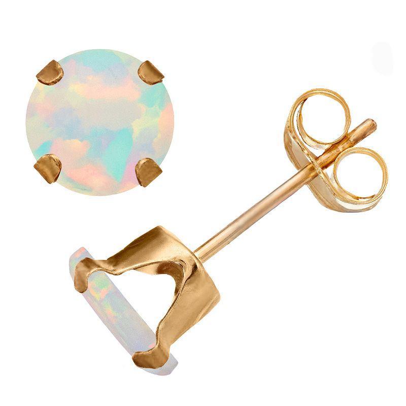 Pure Gem Collection 10k Gold Lab-Created Opal Stud Earrings, Womens Product Image