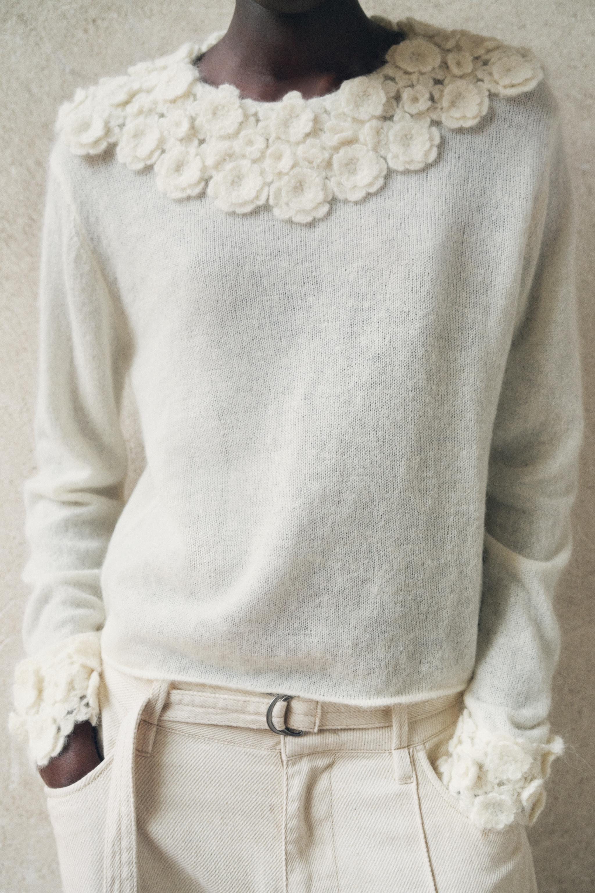 ALPACA AND WOOL BLEND FLORAL SWEATER Product Image