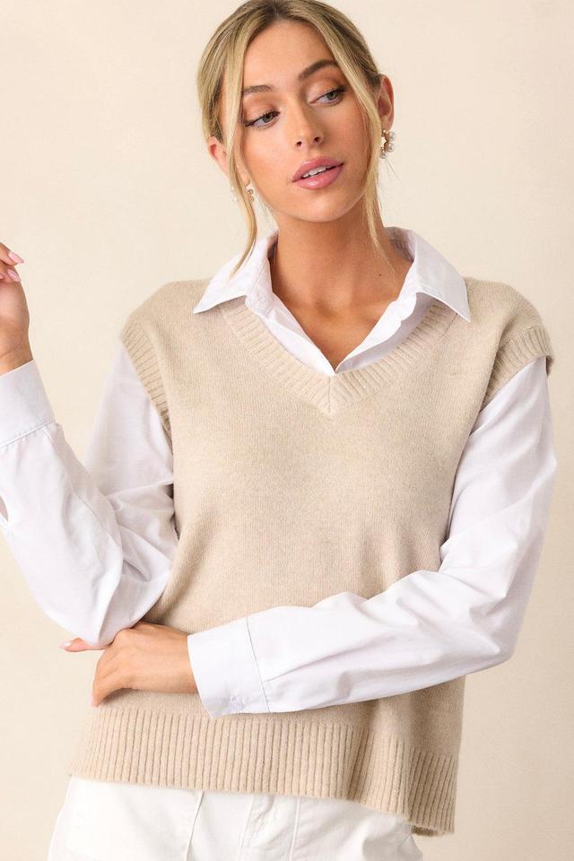 Feeling Special Beige Mock Layered Sweater Product Image