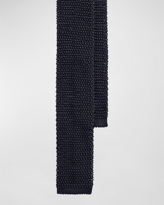 Mens Silk Knit Tie - Dark Navy Product Image