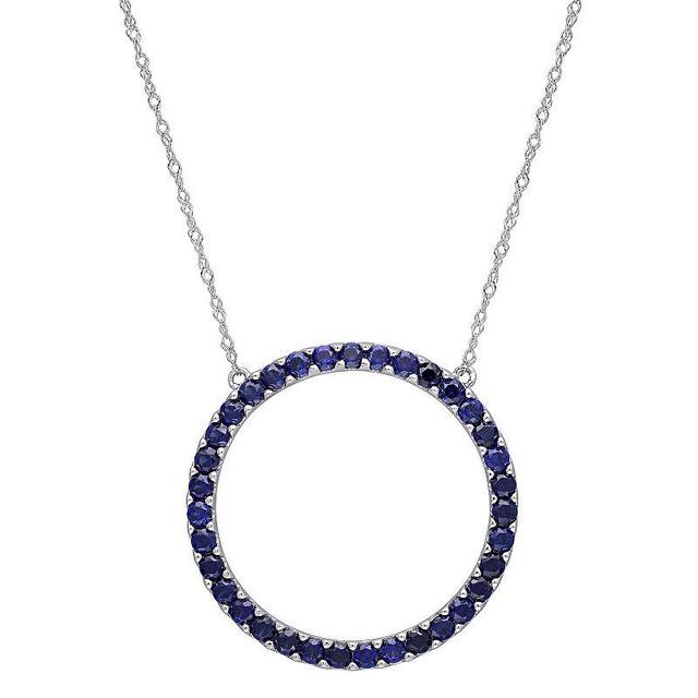 Stella Grace 10k White Gold Lab-Created Sapphire Pendant Necklace, Womens Blue Product Image