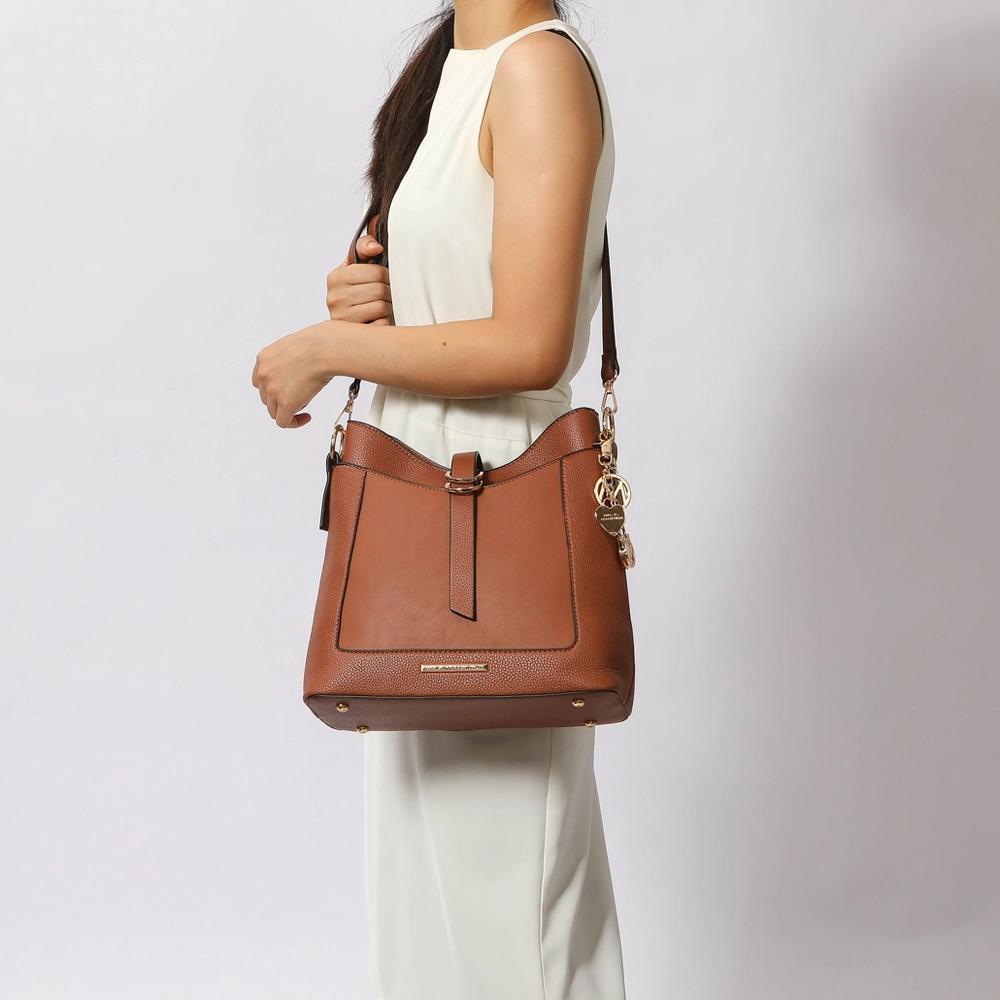 MKF Collection Geneva Vegan Leather Women’s Handbag Shoulder Bag Stylish Purse by Mia K - Taupe Product Image