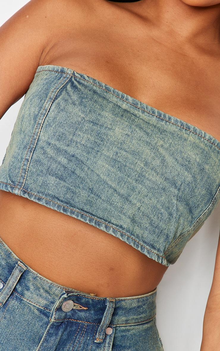 Shape Indigo Blue Wash Denim Square Bandeau Top Product Image