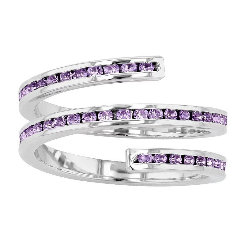 Traditions Jewelry Company Fine Silver Plated Purple Crystal Silver Ring, Womens Product Image