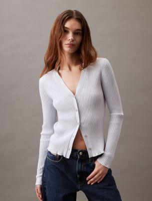 Smooth Cotton Rib Sweater Cardigan Product Image