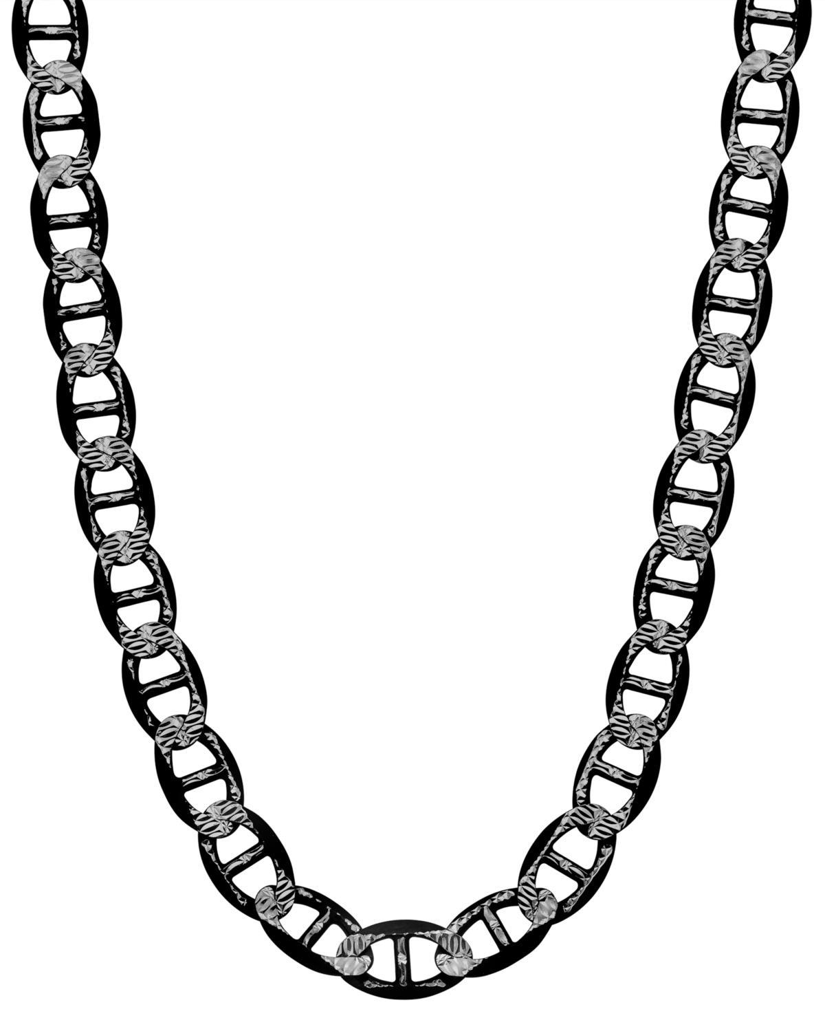 Mens Mariner Link 22 Chain Necklace (10mm) in Black Ruthenium-plated Sterling Silver Product Image