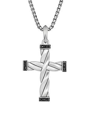 David Yurman Sterling Silver Dy Helios Black Diamond Cross Pendant Product Image