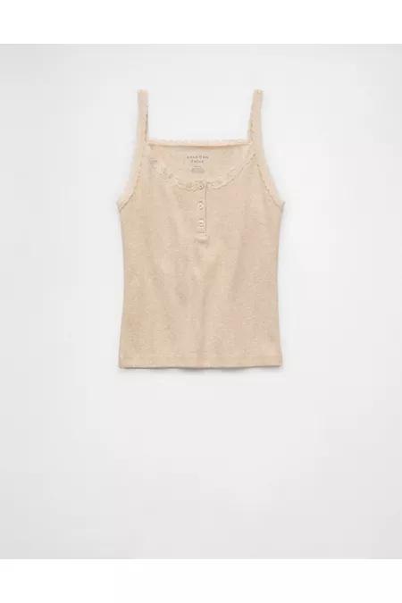 AE Main Squeeze Lace Trim Henley Cami Womens Product Image