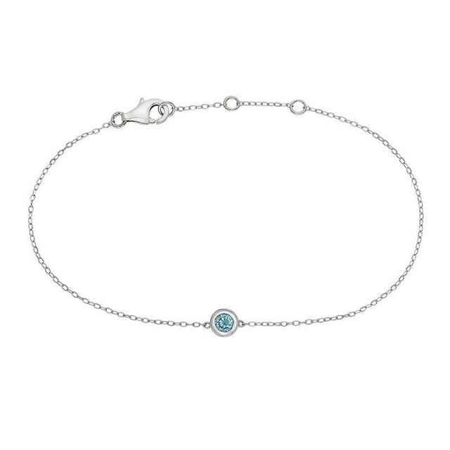 Sterling Silver 1/10-ct. T.W. Blue Diamond Bracelet, Womens Product Image