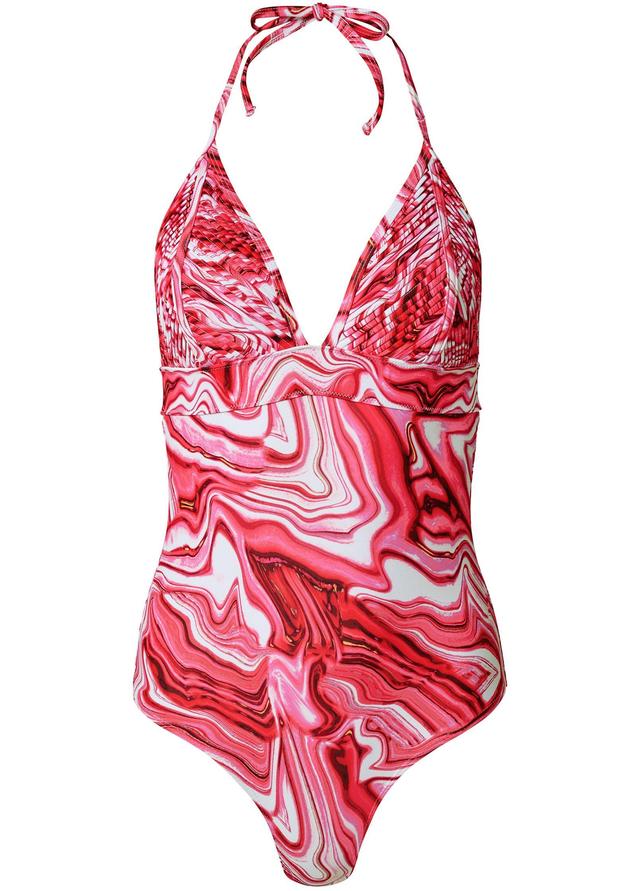 Pleated Halter One-Piece - Red Agate Product Image