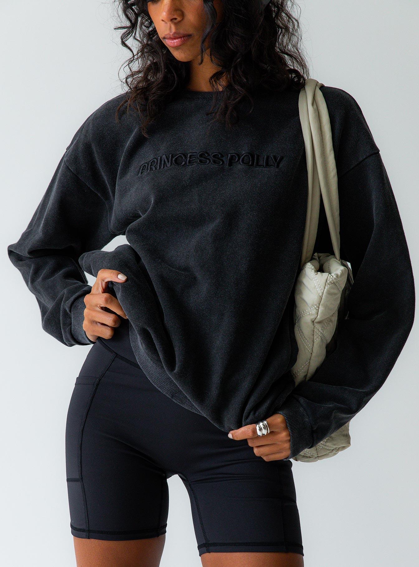 Fearlessness Activewear Crew Neck Sweatshirt Black Product Image