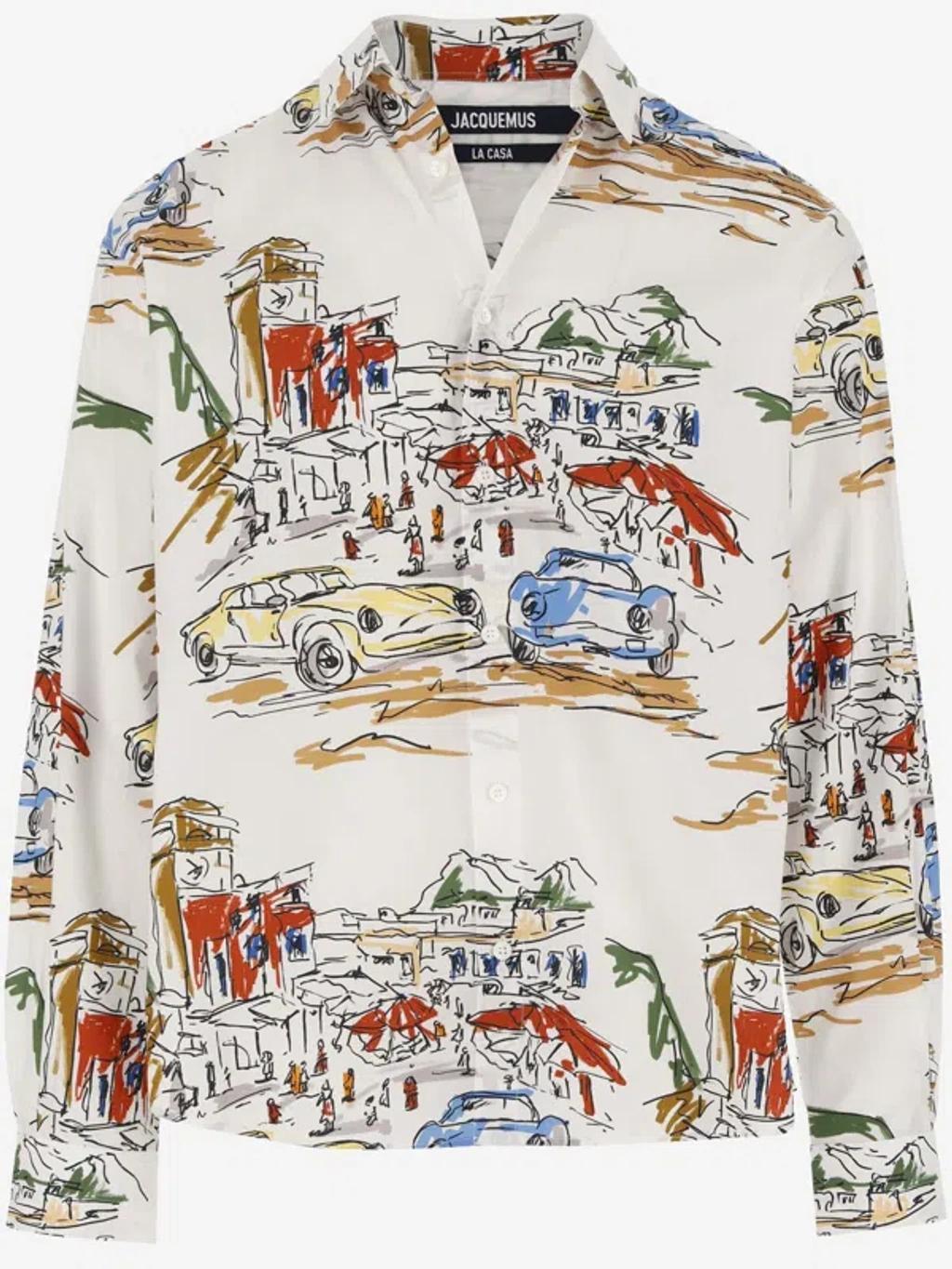 JACQUEMUS La Chemise Simon Printed Cotton Shirt In Multi Product Image