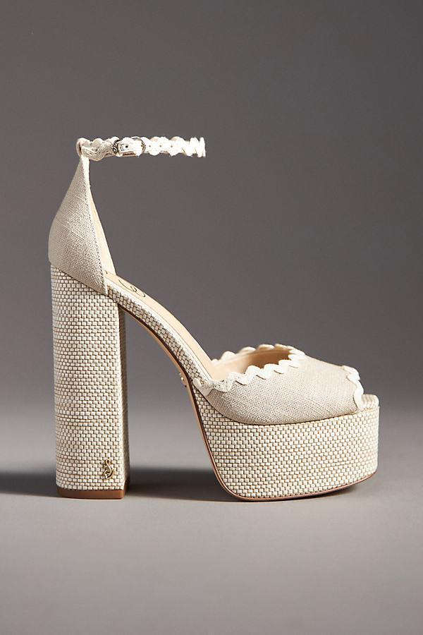 Sam Edelman Kori Linen Ankle Strap Rick-Rack Trim Platform Sandals Product Image