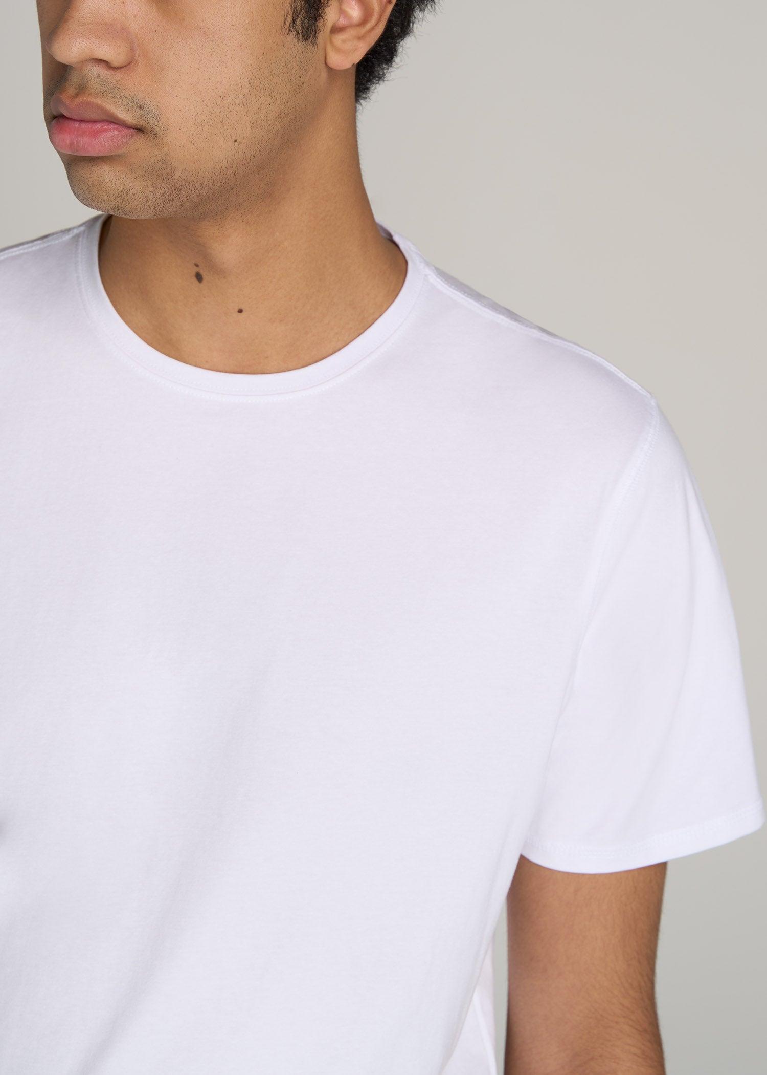 The Essential REGULAR-FIT Crew-Neck Men's Tall Tees in White Male Product Image