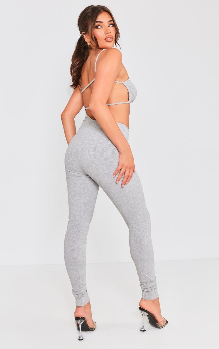 Grey Rib Cut Out Jumpsuit Product Image