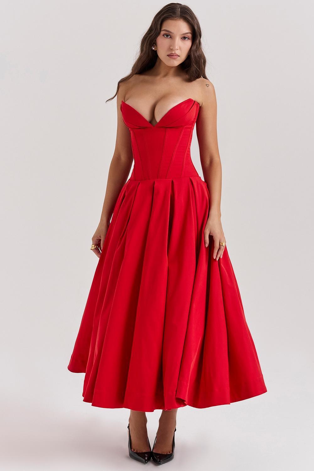 Lady Scarlet Strapless Midi Dress Product Image