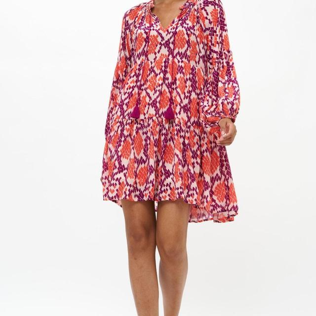 Oliphant Balloon Sleeve Short Dress-Coral Python Product Image